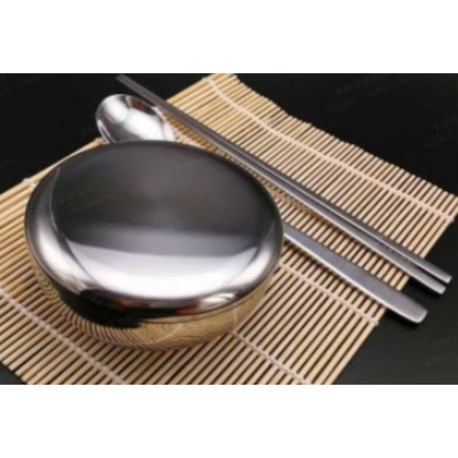 Mangkok nasi Korea Stainless+tutup / Piring nasi korea/ Mangkuk serbaguna / mangkok stenles