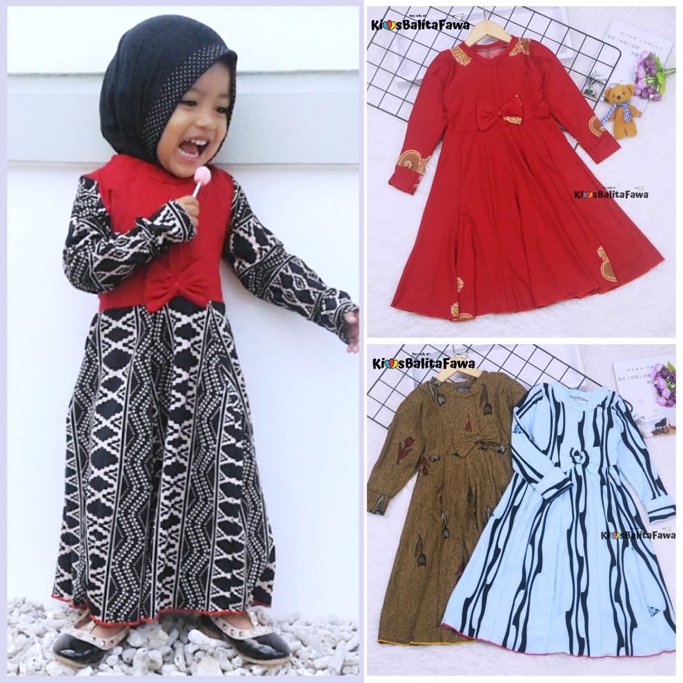 Gamis Pita Uk 1-7 Tahun / Gamis Anak Baju Dress Muslim Ngaji Murah Lengan Panjang Perempuan Girl