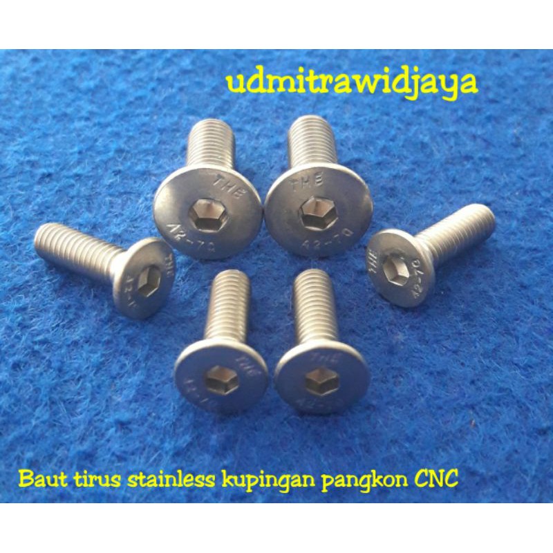 Baut tirus stainless kupingan pangkon CNC THE A2-70 1set kanan kiri baut flat L SS pangkon lampu CNC