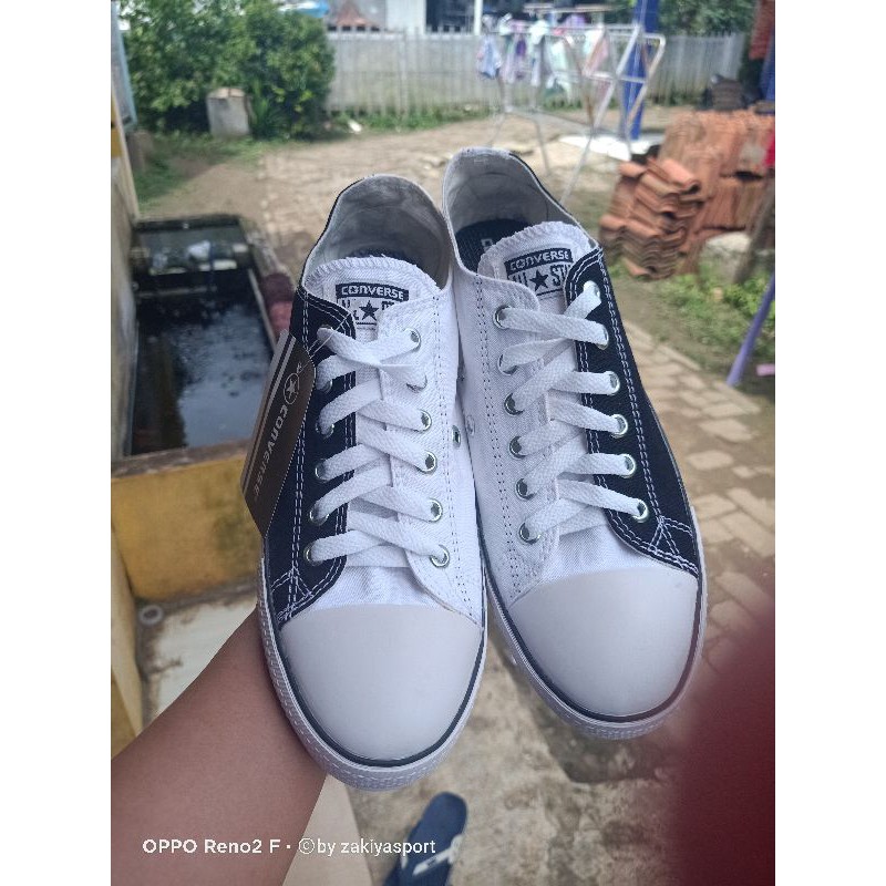 Sepatu Boot/Low Converse Kombinasi Back&amp;White