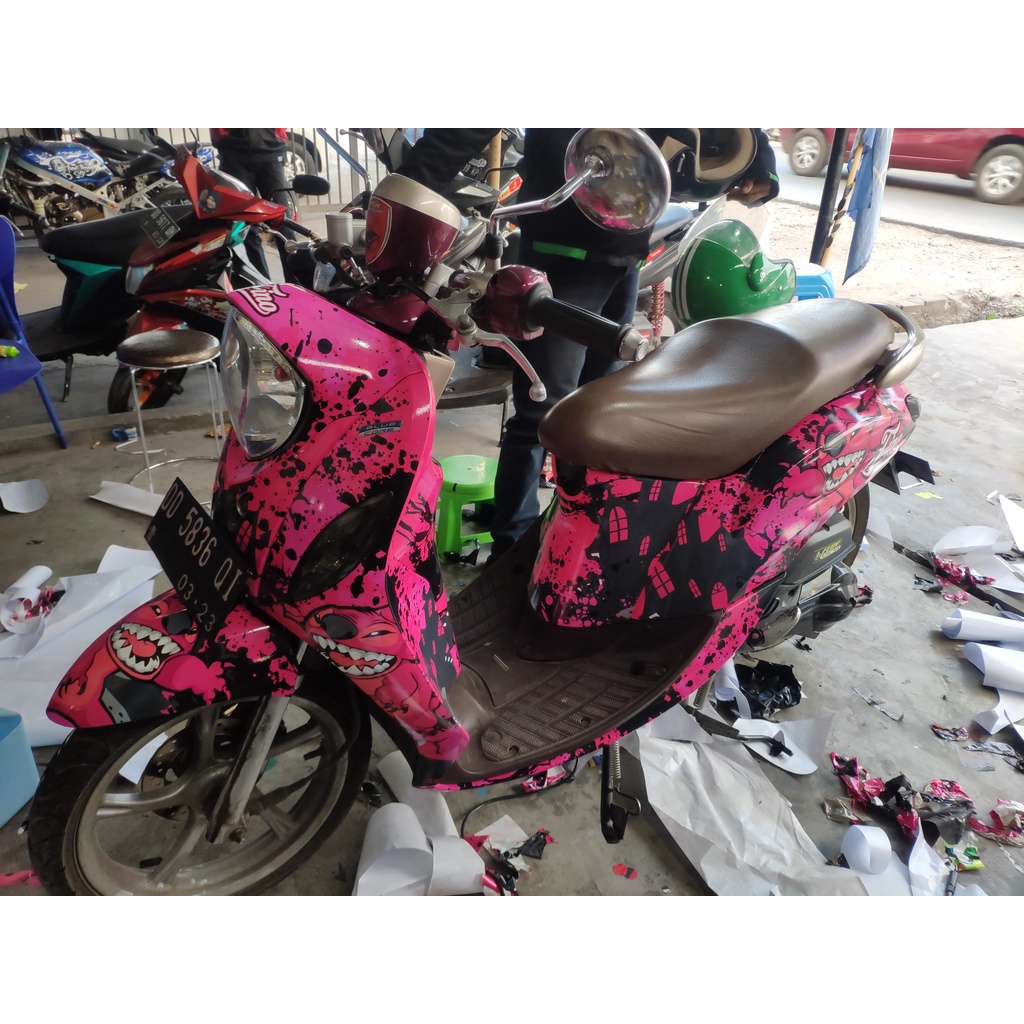 Stiker Fino Decal Full Body Fino Premium Motif Pink Stiches Glossy DNKZ
