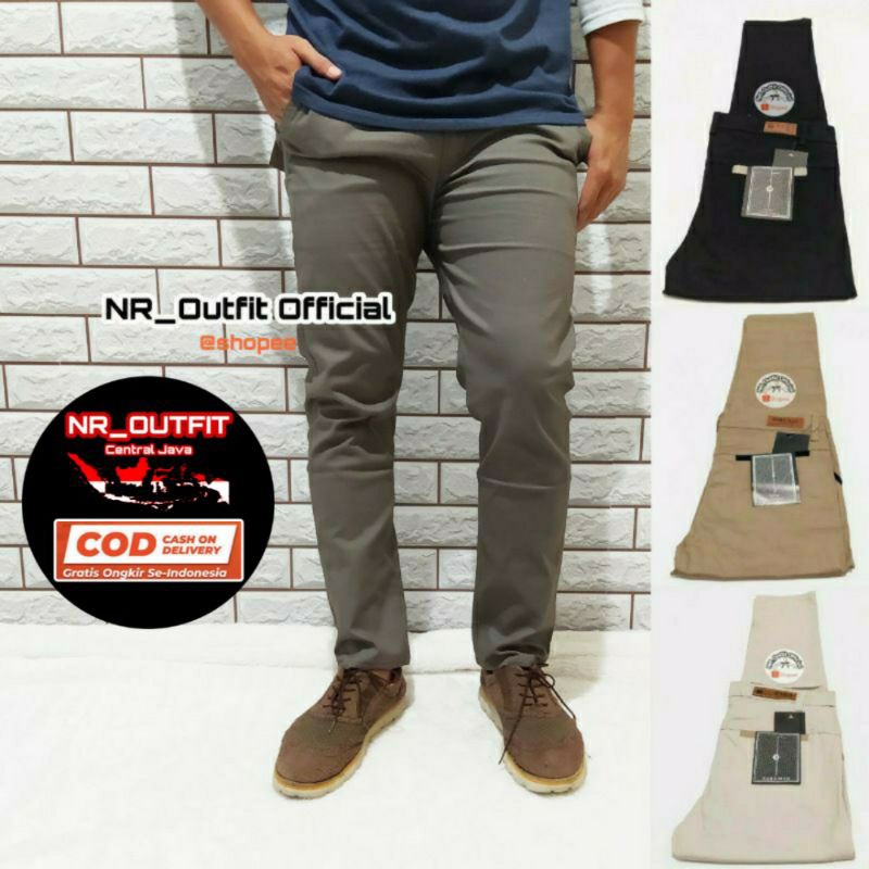 Celana Cinos Panjang Pria Chinos Slim Fit Stretch Kerja Chino Big Size Zaraman 27-38