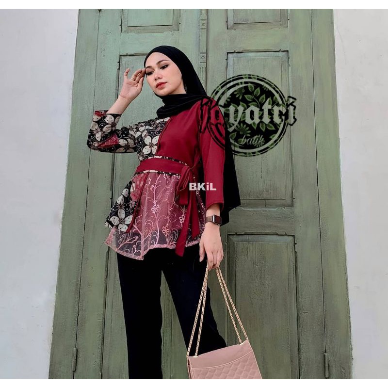 tey-17 Batik wanita ASJ SA HRB026 Kenongo Kemeja Tosca Pendek-1