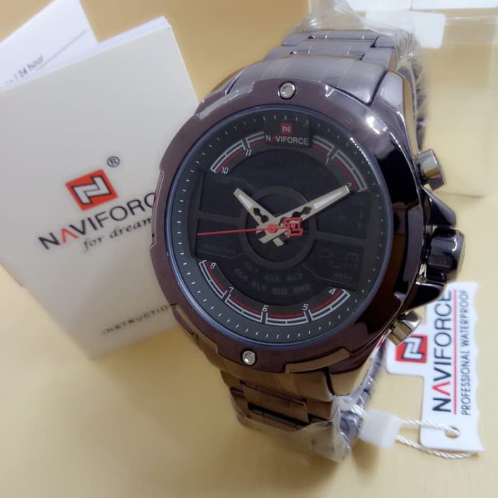 JAM TANGAN PRIA NAVIFORCE NF9170 RANTAI ORIGINAL ANALOG DOUBLE TIME ANTI AIR DIGITAL COWOK TERBARU