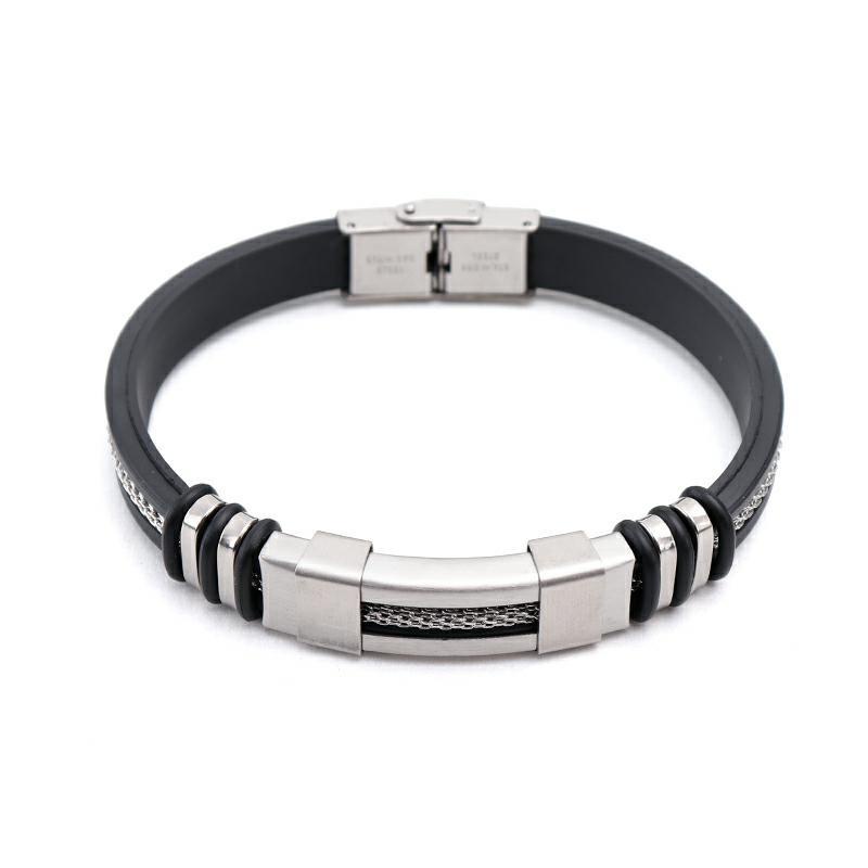 Gelang Bahan Stainless Steel Warna Emas Dan Hitam Gaya Punk Untuk Pria