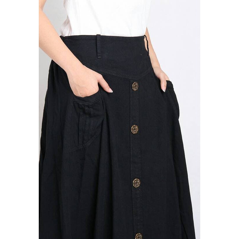 Rok Jeans Panjang Hitam  5003