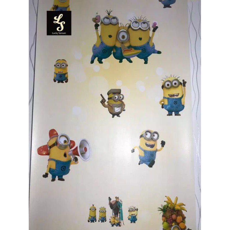 wallpaper stiker dinding motif minion