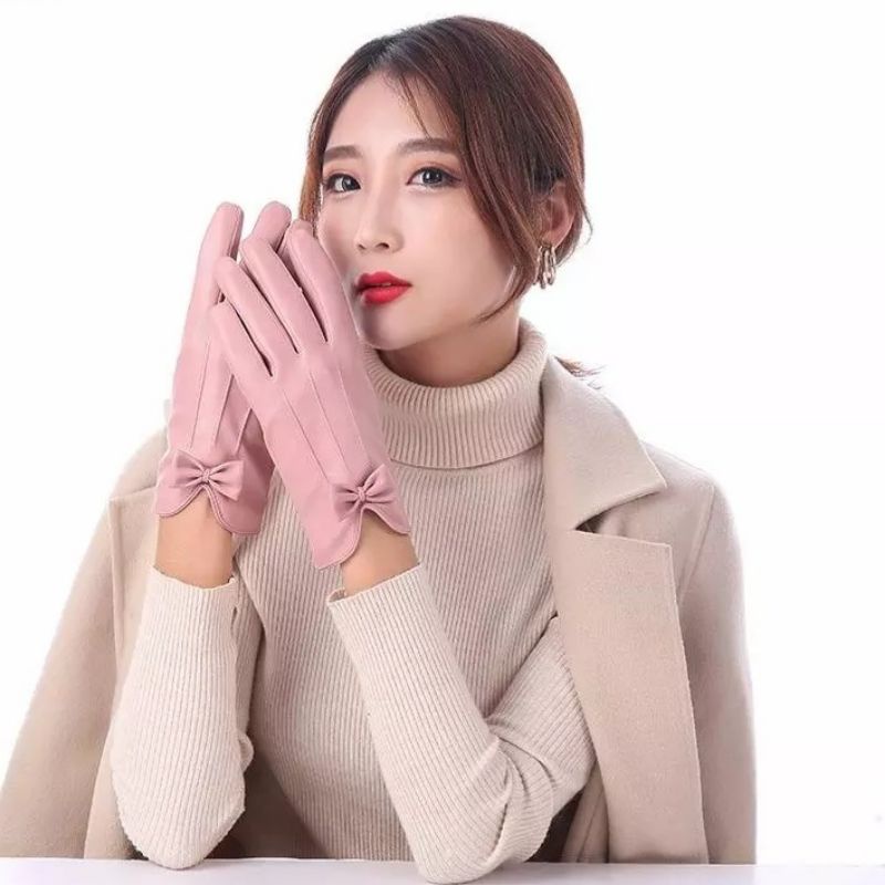 Sarung Tangan Kulit Wanita Sarung Tangan Winter Touchscreen Wanita Sarung Tangan Motor Wanita B-01