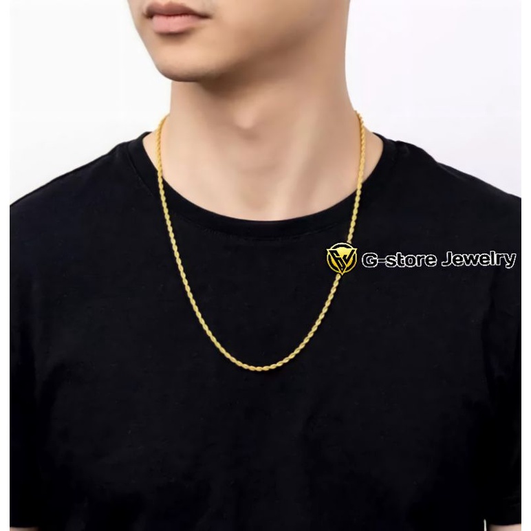 kalung pria keren titanium anti karat asli gold emas putih perak silver cowok cewek