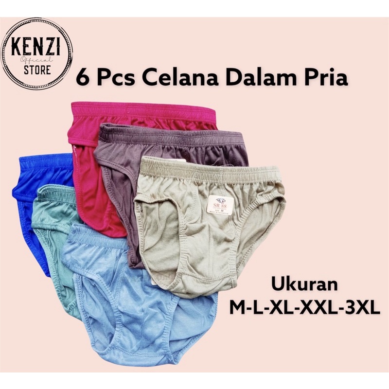 6 PCS CELANA DALAM PRIA - CD PRIA POLOS SR 88