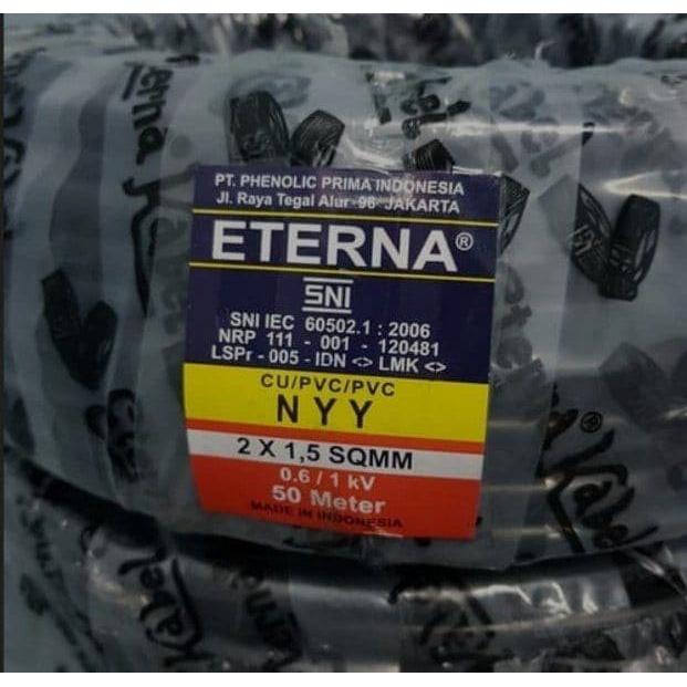 Kabel ETERNA HITAM NYY 2x1,5 - Meteran