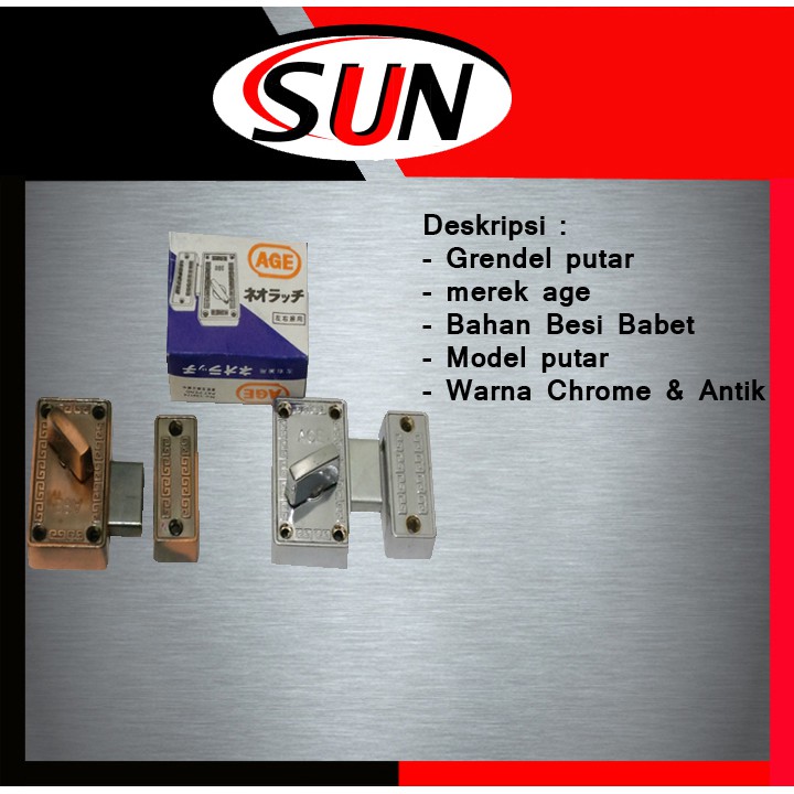 Grendel Selot Slot Pintu Putar Chrome Antik