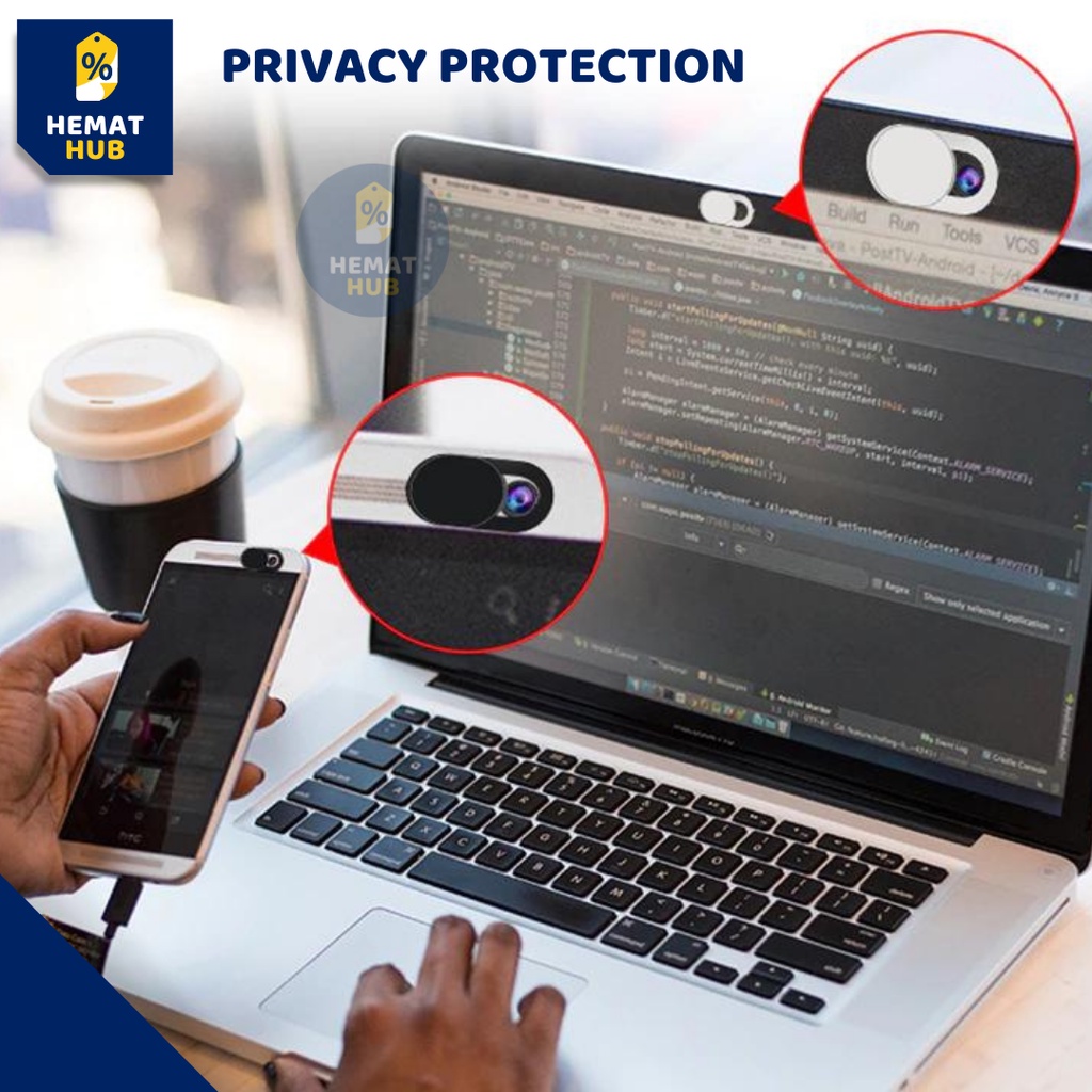 Penutup Kamera Laptop HP Smartphone Webcam Cover Lensa Depan Belakang Anti Spy Cam HematHub