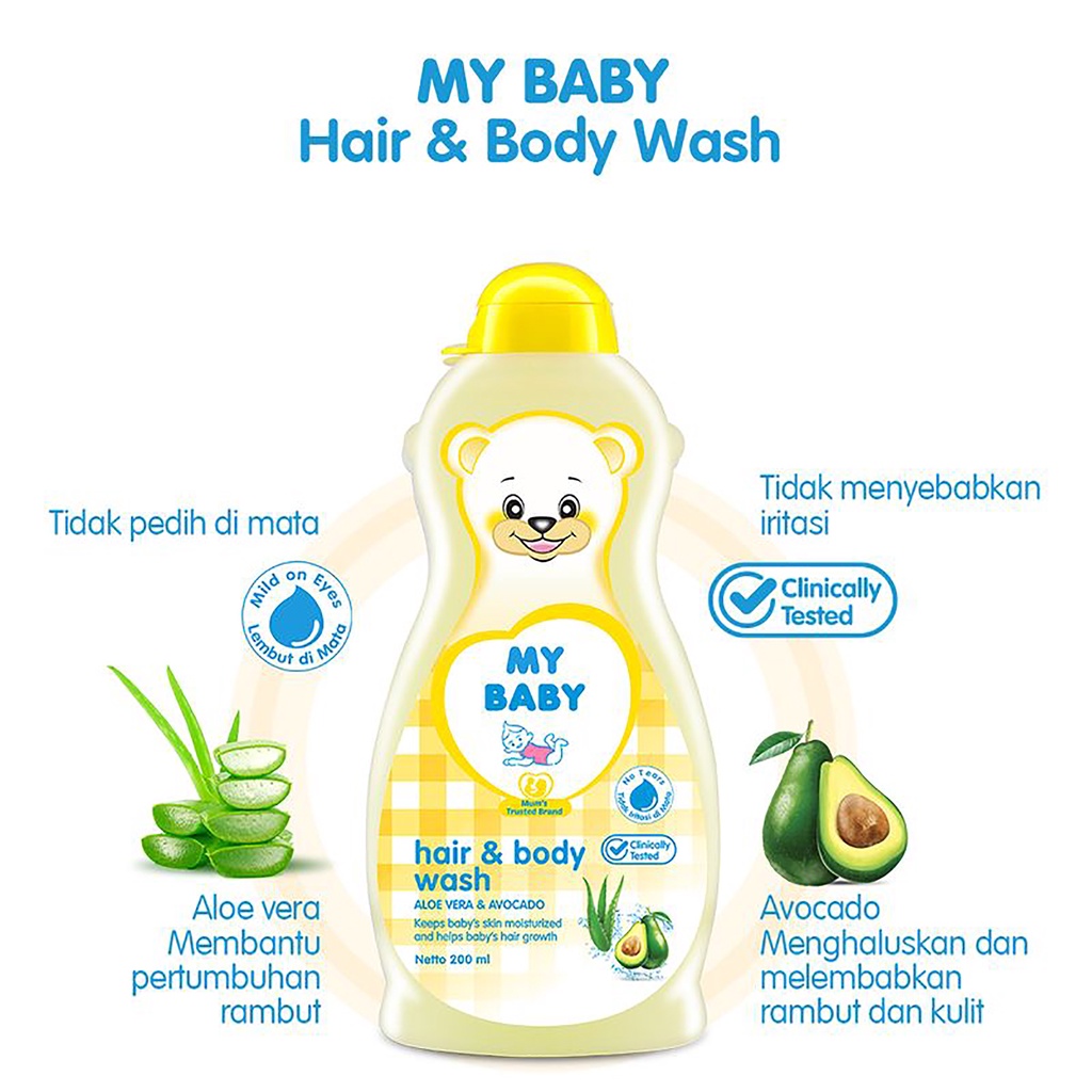 Bisa COD My Baby Hair &amp; Body Wash Sweet Floral / Aloe Vera &amp; Avocado [200 ml] Sabun Mandi Bayi