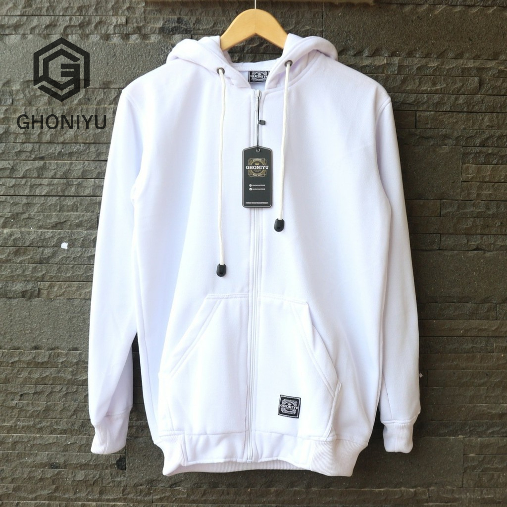 JAKET ZIPPER HOODIE POLOS/KOMBINASI ORIGINAL GHONIYU JUMBO