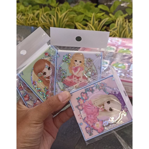 CERMIN LIPAT PORTABLE KOTAK//CERMIN SAKU KOREA PORTABLE MINI MOTIF ANIMASI 3D LUCU