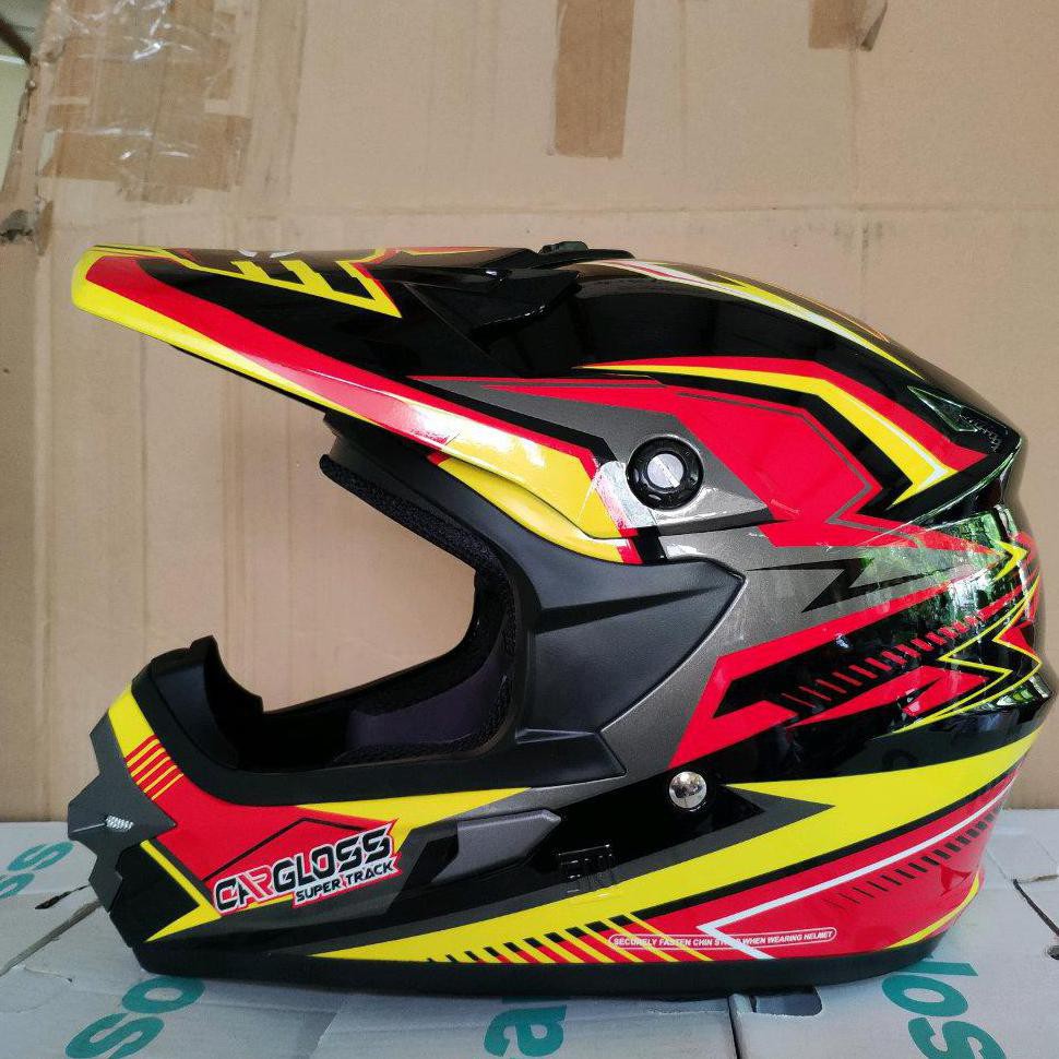 JUAL HELM CARGLOSS MXC WHITE RED ONGKIR 3KG VIA JNE TRAIL CROSS CRF KLX M3K