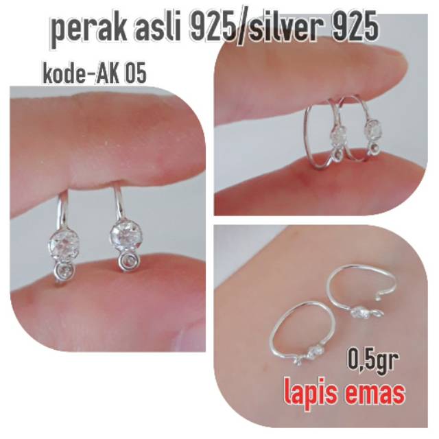 ANTING ANAK/BAYI  KAIT BULAT MATA PERAK 925 ASLI