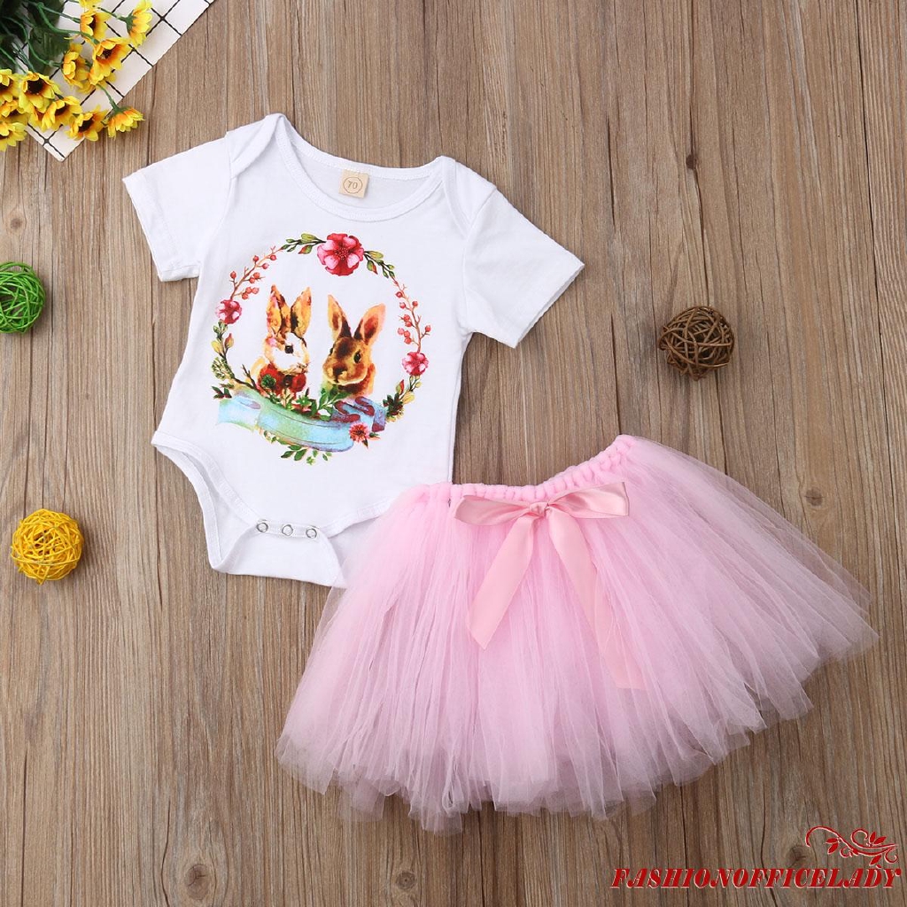 Easter Toddler Infant Baby Girls Dress Outfits Bunny Rabbit Print/ Princess Party Tutu Skirt Summer Ruffle Dress Clothes