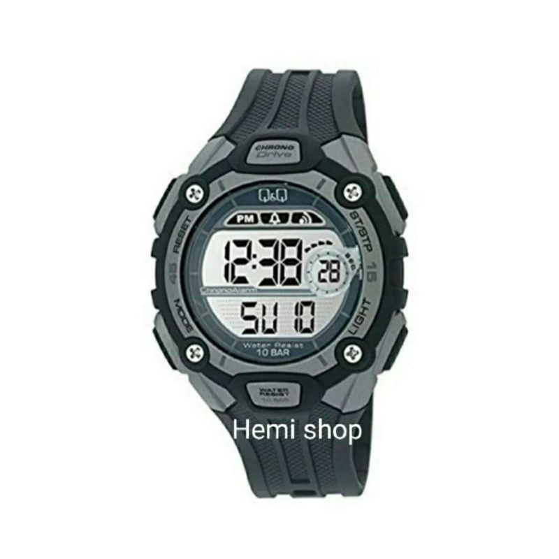 COD jam Tangan Pria Q&Q QnQ QQ Digital Strap Karet Hitam M083J002Y Original