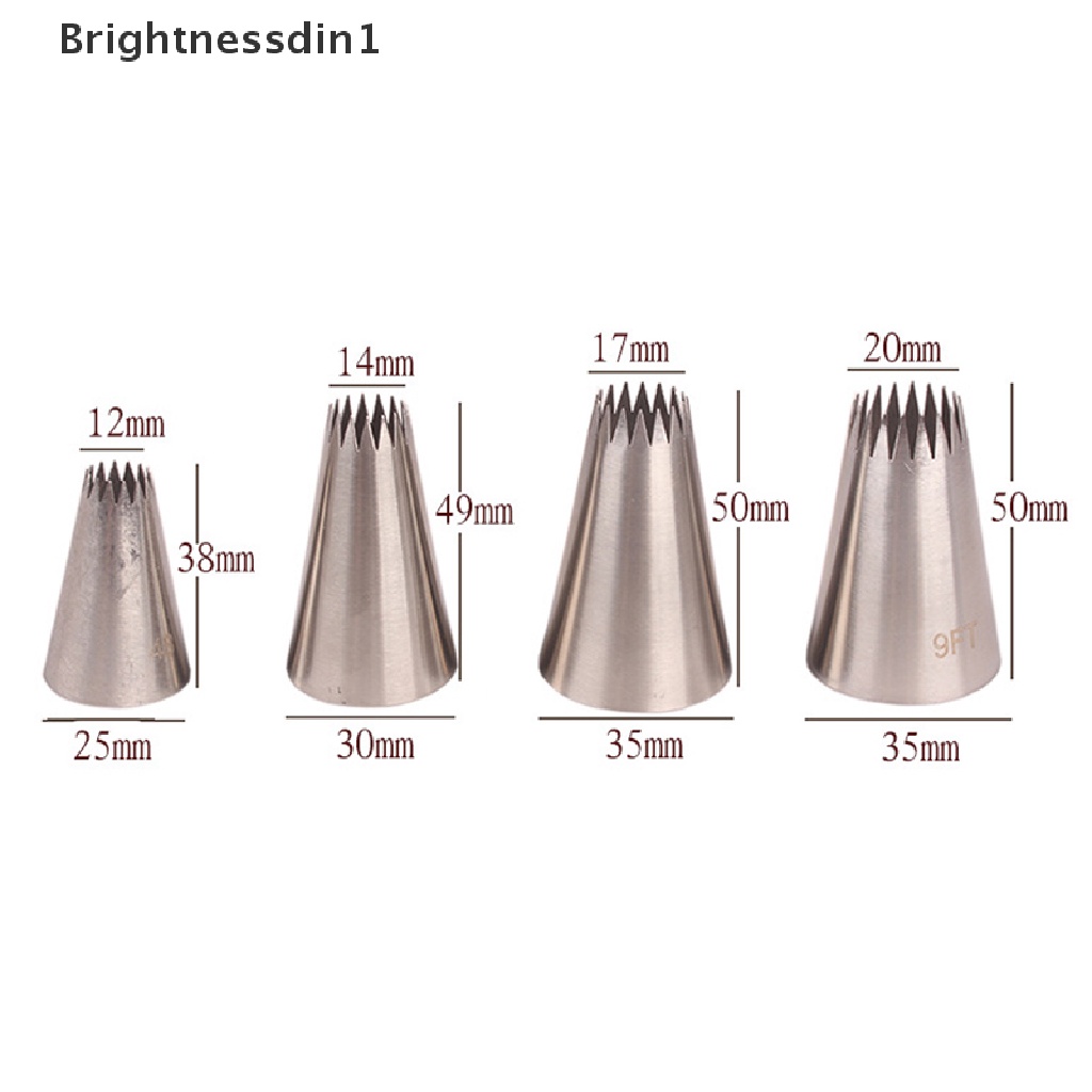 [Brightnessdin1] 4 Pcs Besar Icing Piping Nozzle Kue Baking Cookie Cupcake Piping Nozzle Dekorasi Butik