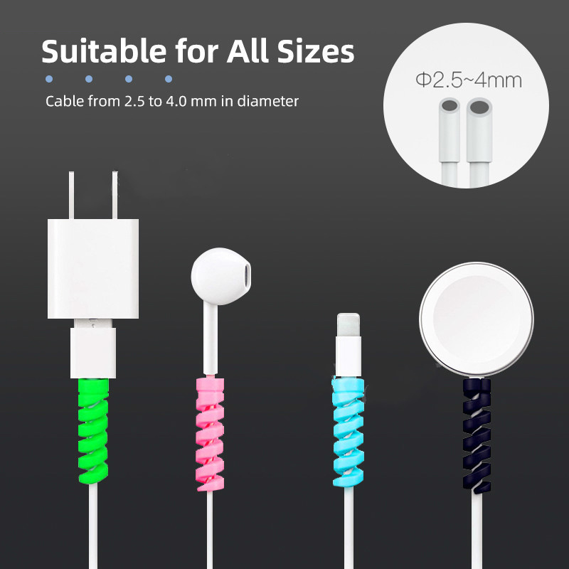 4pcs / Set Pelindung Kabel Data / Charger Usb Bahan Silikon