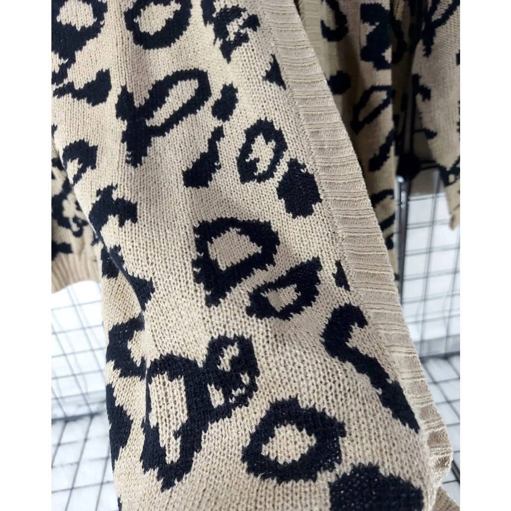 [PREMIUM] KNIT CARDI CARDIGAN RAJUT CHEETAH LEOPARD VINTAGE