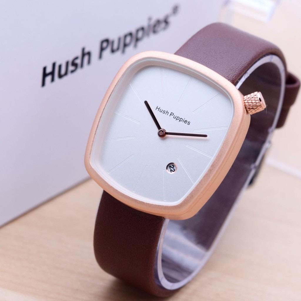 (SS) Jam Tangan Wanita Kasual Hush Puppies Kotak Tanggal Aktif HP-025 Strap Kulit