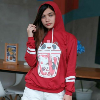 Sweater Hoodie Cewek Boba Cup