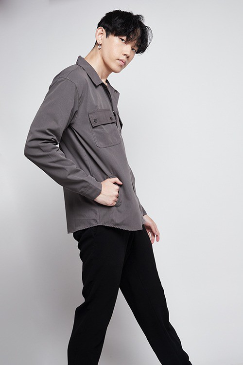 Houseofcuff Jaket parka outer jaket pria semi parka warna Abuabu