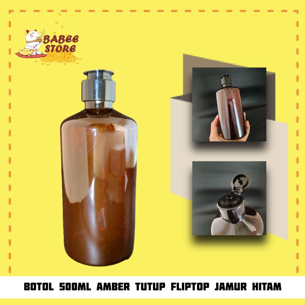 BABEE - BOTOL PLASTIK 500ML AMBER FLIPTOP /BOTOL 500ML FLIPTOP / BOTOL AMBER 500ML WADAH SI ULANG [HARGA GROSIR]