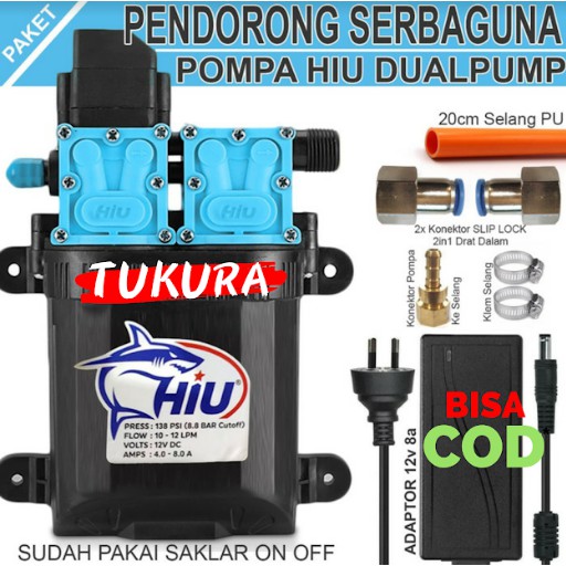 Paket Lengkap Pendorong Hiu DualPump Serbaguna Konektor SL-Drat Dalam