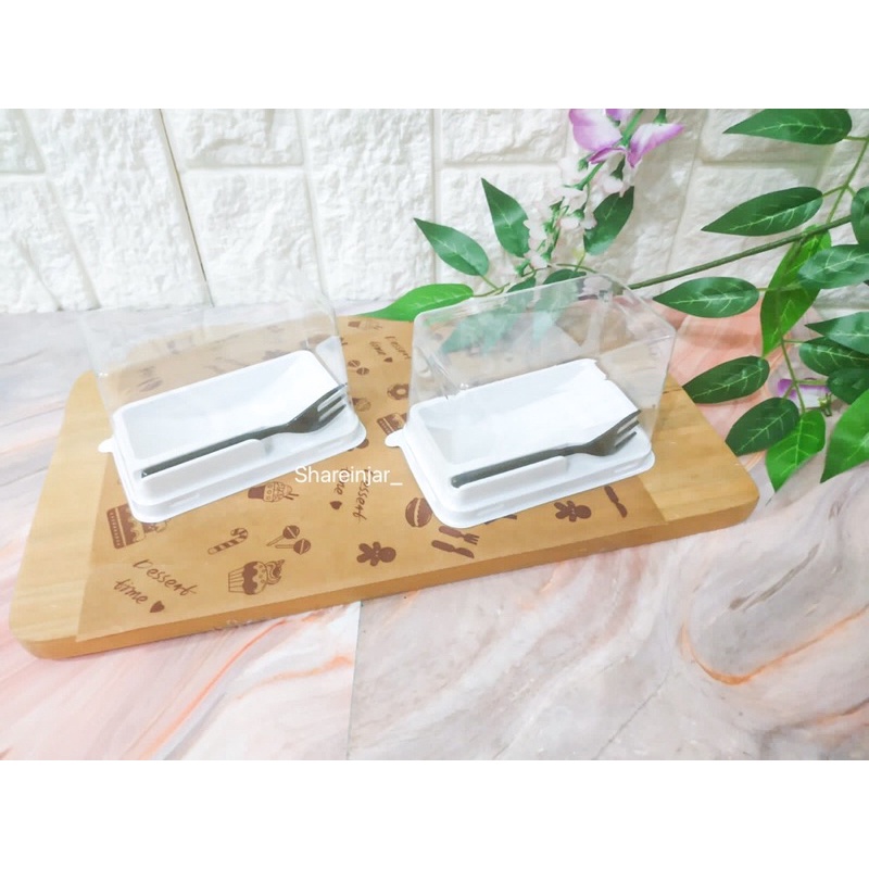 

Cake Case Mika Kue Bolu Pudding + Tutup + Garpu Packaging Snack Box #1