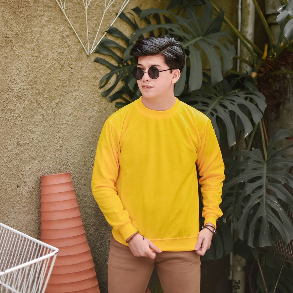 Sweater Polos  Basic Wanita Pria Kekinian Terlaris-Kuning