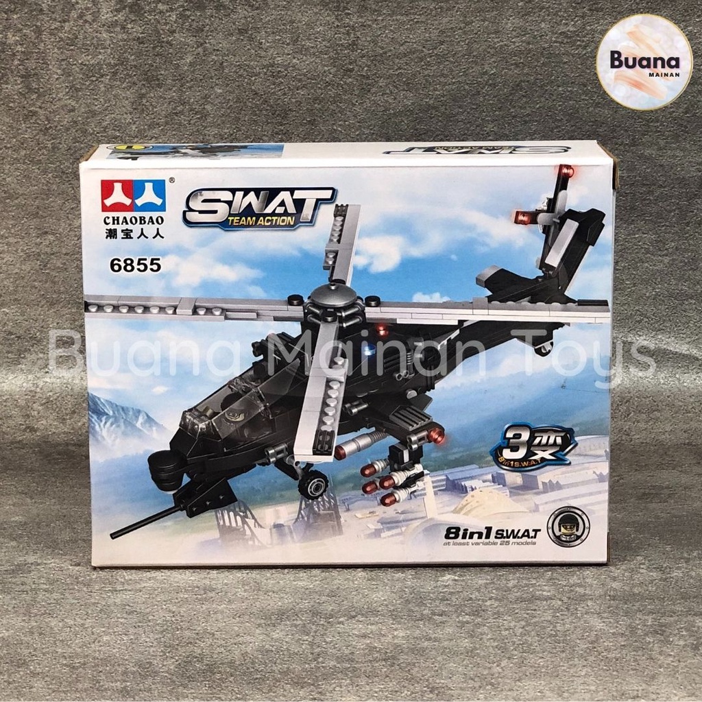 BRICK POLICE SWAT COMBINE SET HELICOPTER MAINAN EDUKASI ANAK COWO CEWE BRICKS POLISI RESCUE HELI HELIKOPTER COMBINE SET 6855