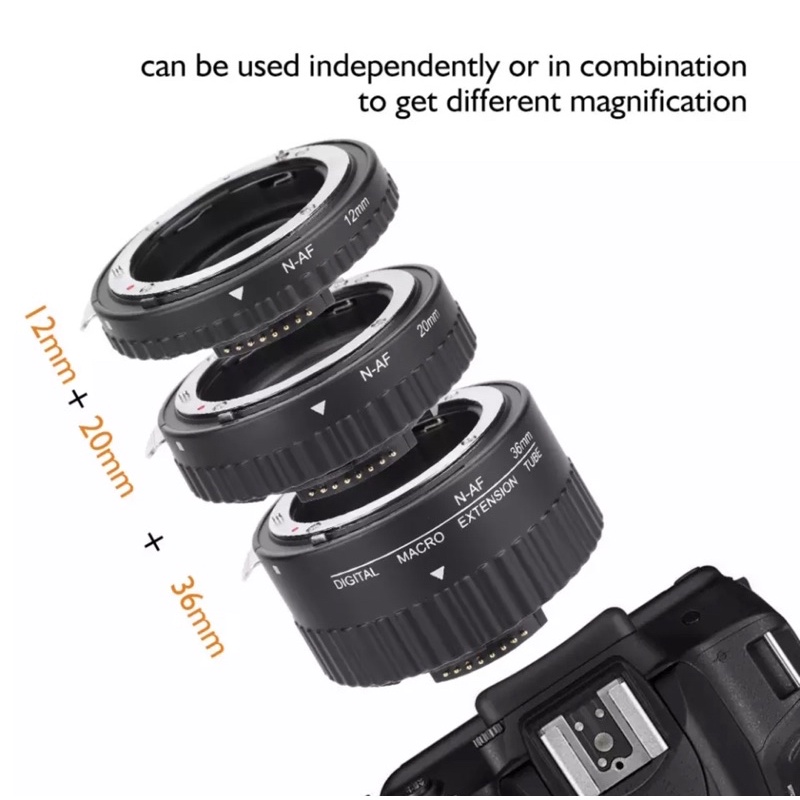 Meike Nikon DSLR AF Autofocus Macro Extension Makro Tube Ring Set ABS Plastic 1.022.0012 MK-N-AF1-BL