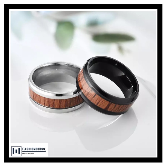 CINCIN TITANIUM PRIA WANITA KAYU HITAM SILVER / CINCIN TITANIUM KAYU - Hitam, 17