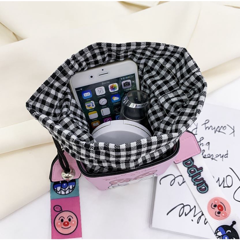 JT6217 Tas Tabung Serut Wanita Motif Karakter Cantik Import