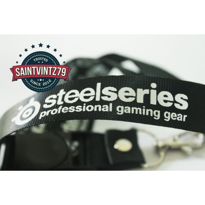 

Tali gantungan / lanyard id card /gantungan kunci / name tag SteelSeries Black Premium