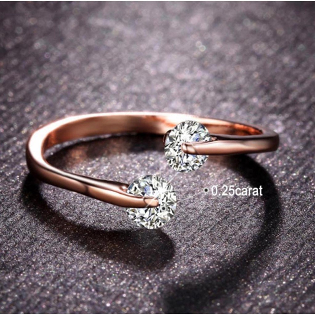 ✅Grosir Jam Senen - Cincin Model Terbuka Warna Silver dan Gold Aksen Berlian Gaya Casual untuk Wanita