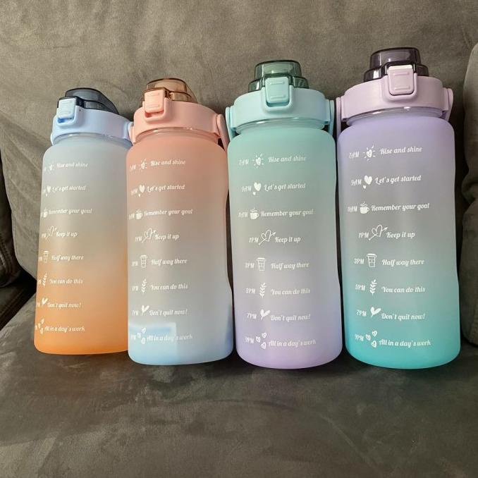 Botol Minum 2 Liter Rainbow Pastel Tumbler Jumbo 2000ml Botol Motivasi BPA FREE Botol Minum Viral