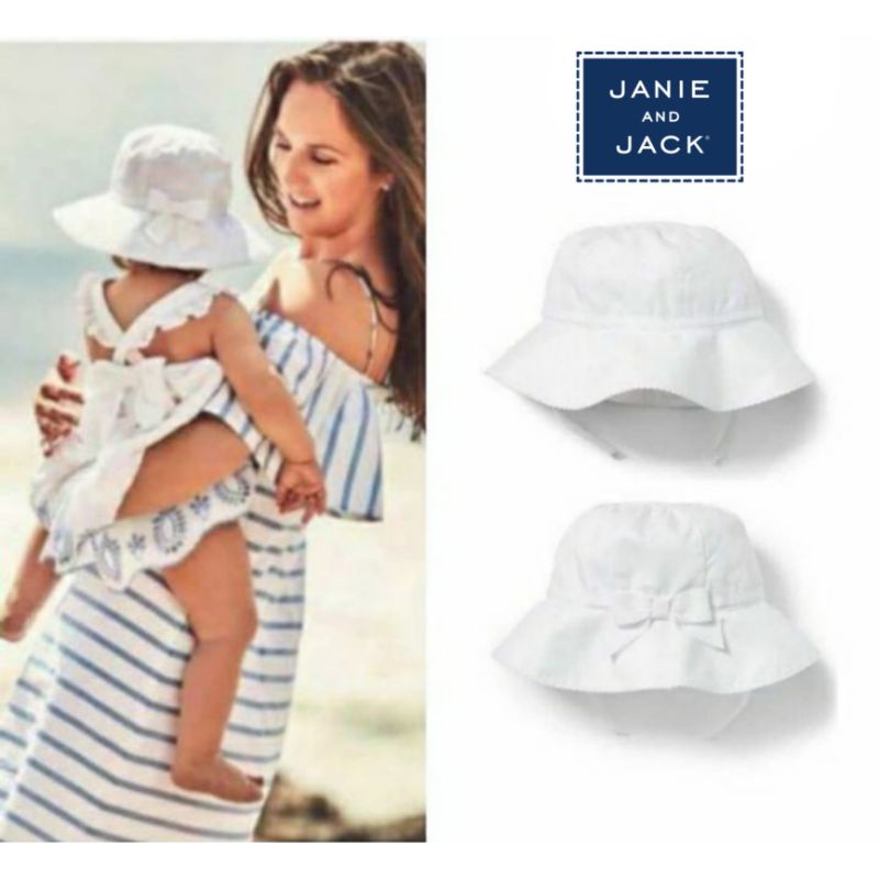 Size 6, 9, 12 bulan. Topi Hat, Kupluk Beanie Anak Bayi - Carter's, Janie & J*ck, Polo Ralph Laure*-White Sun Hat