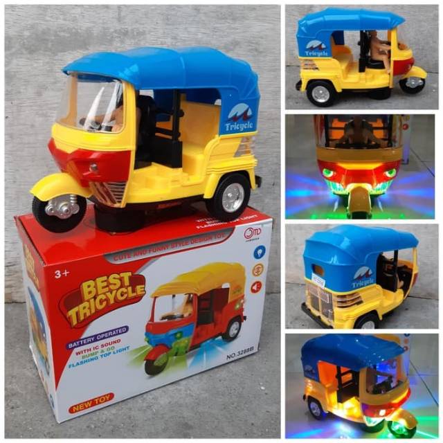 Mainan edukatif bajaj bump &amp; go baterai mobil mobil anak edukasi batre