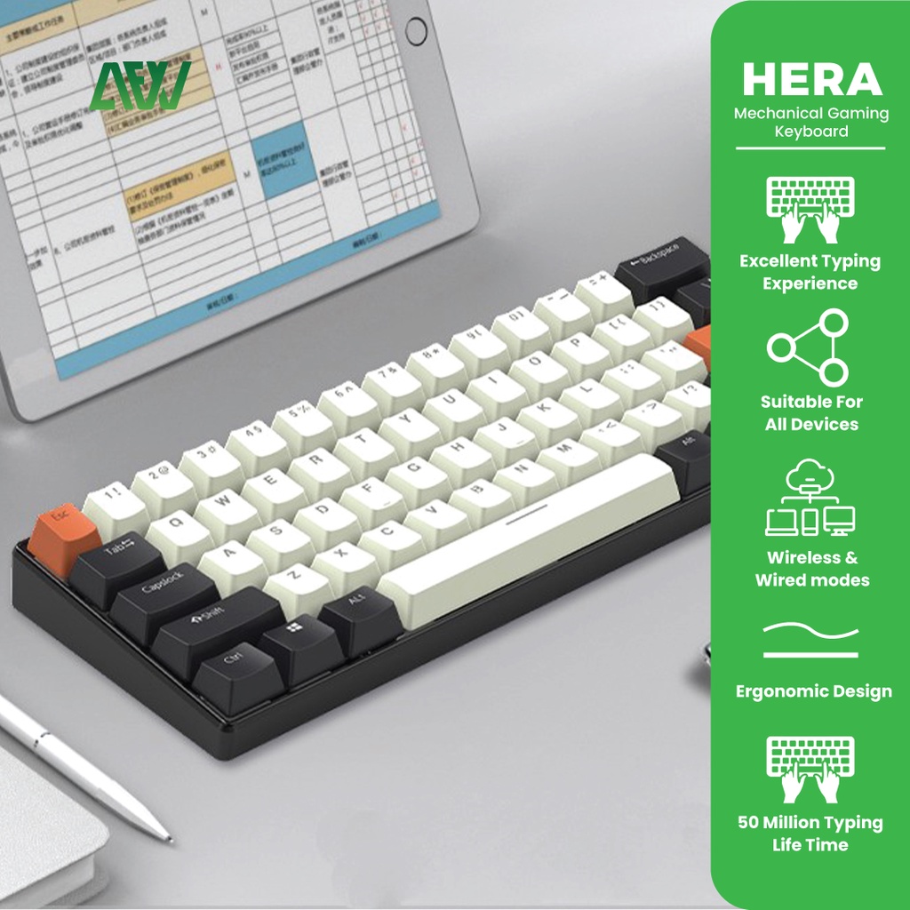 HERA Mechanical Gaming Keyboard Multiple Mode Bluetooth Wired RK61