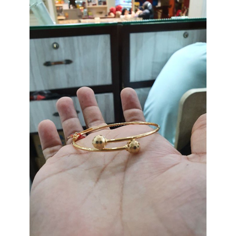 gelang bangle emas spiral silang bola polos ukir
