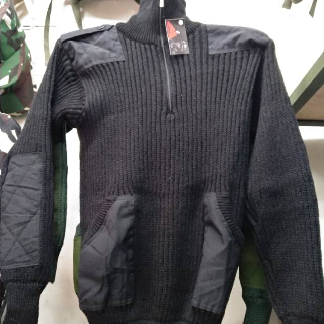 Sweater rajut pria hitam/sweter army tactical airsoft outdoor