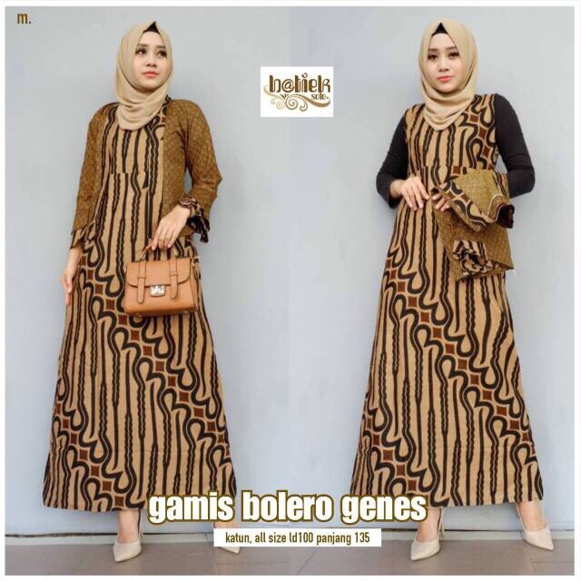 Gamis Bolero Genes Gamis Batik Kerja Long Dress Batik Kantoran Terusan Batik Seragam Kantor Muslim Shopee Indonesia