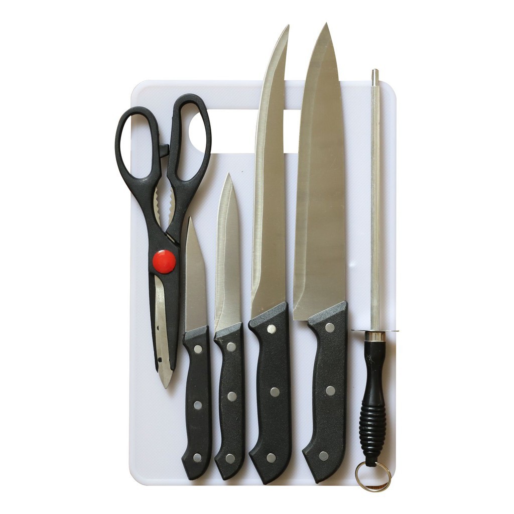 COD - Set Pisau Dapur isi 5 pcs Pisau Dapur + Hitam J13 pisau set warna + talenan Knife Set 5 Pcs