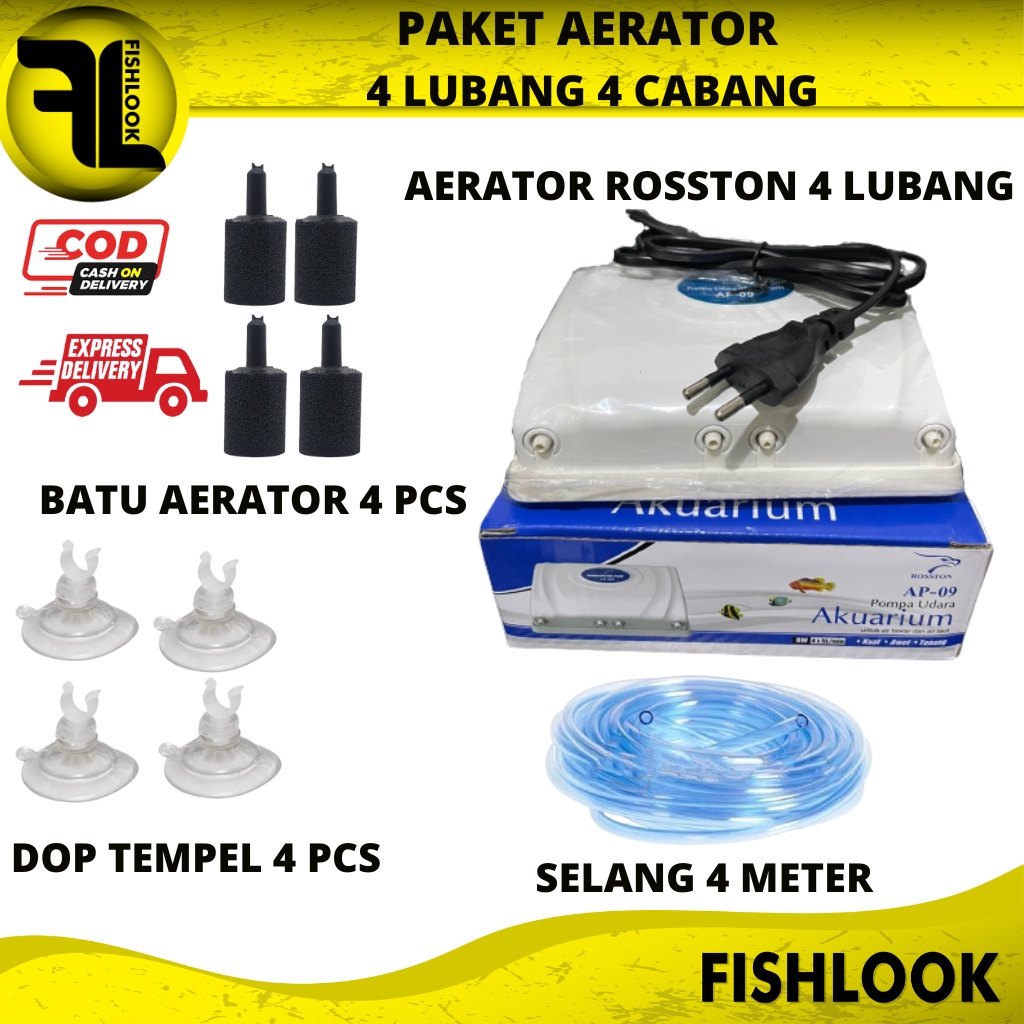 PAKET 4 LUBANG AERATOR ROSSTON AP 09 AERATOR AQUARIUM