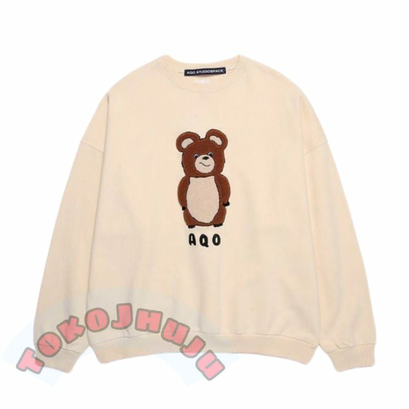 Basic Sweater EXO Suho style PRINTING BERUANG COKLAT